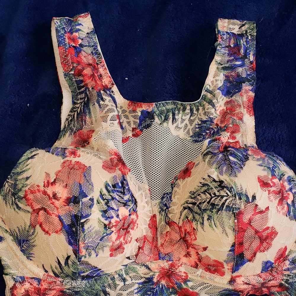 Vs pink high neck lace bralette